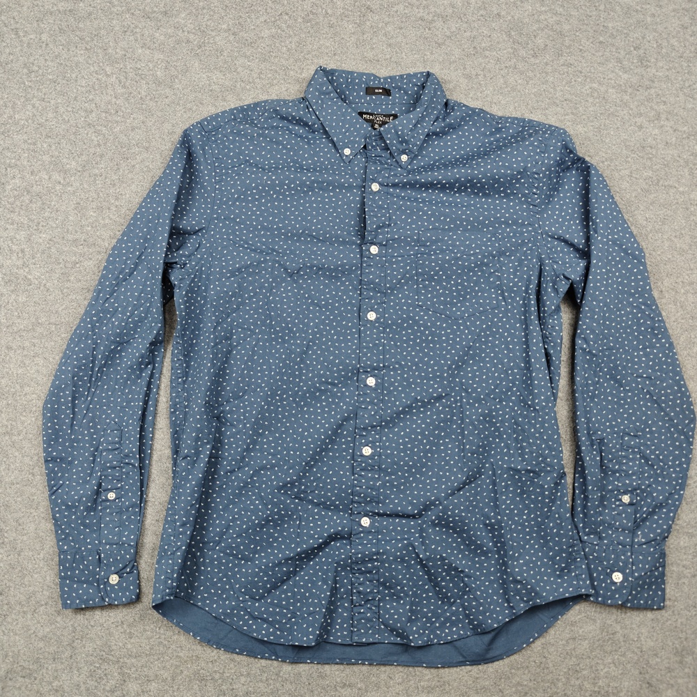 J.CREW Mercantile Shirt Mens XL Blue Chambray Cotton Spandex Button-Up Slim